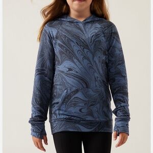 Athleta Girl In Your Element Hoodie 2.0 Sumi Marble Blue Soft Modal Size XXL